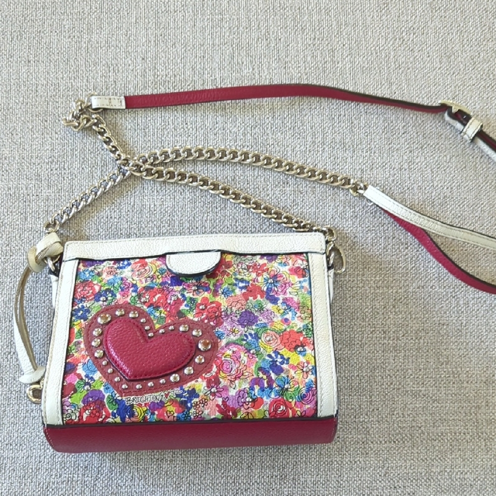 Brighton Multicolor Floral Crossbody Bag with Heart Accent